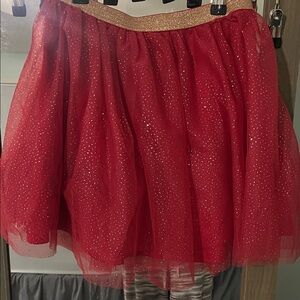 btween Glittery Red Skirt with Gold Waistband